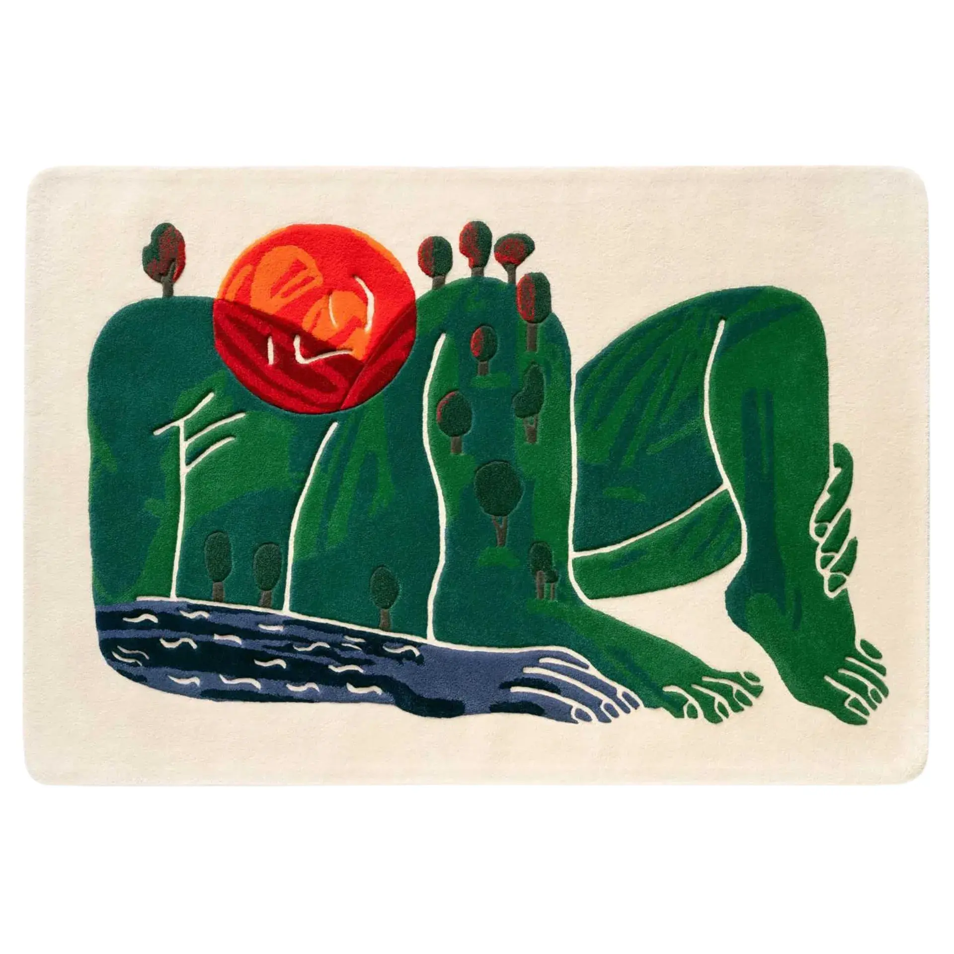 Handmade designer rug Sunrise. Artwork front image